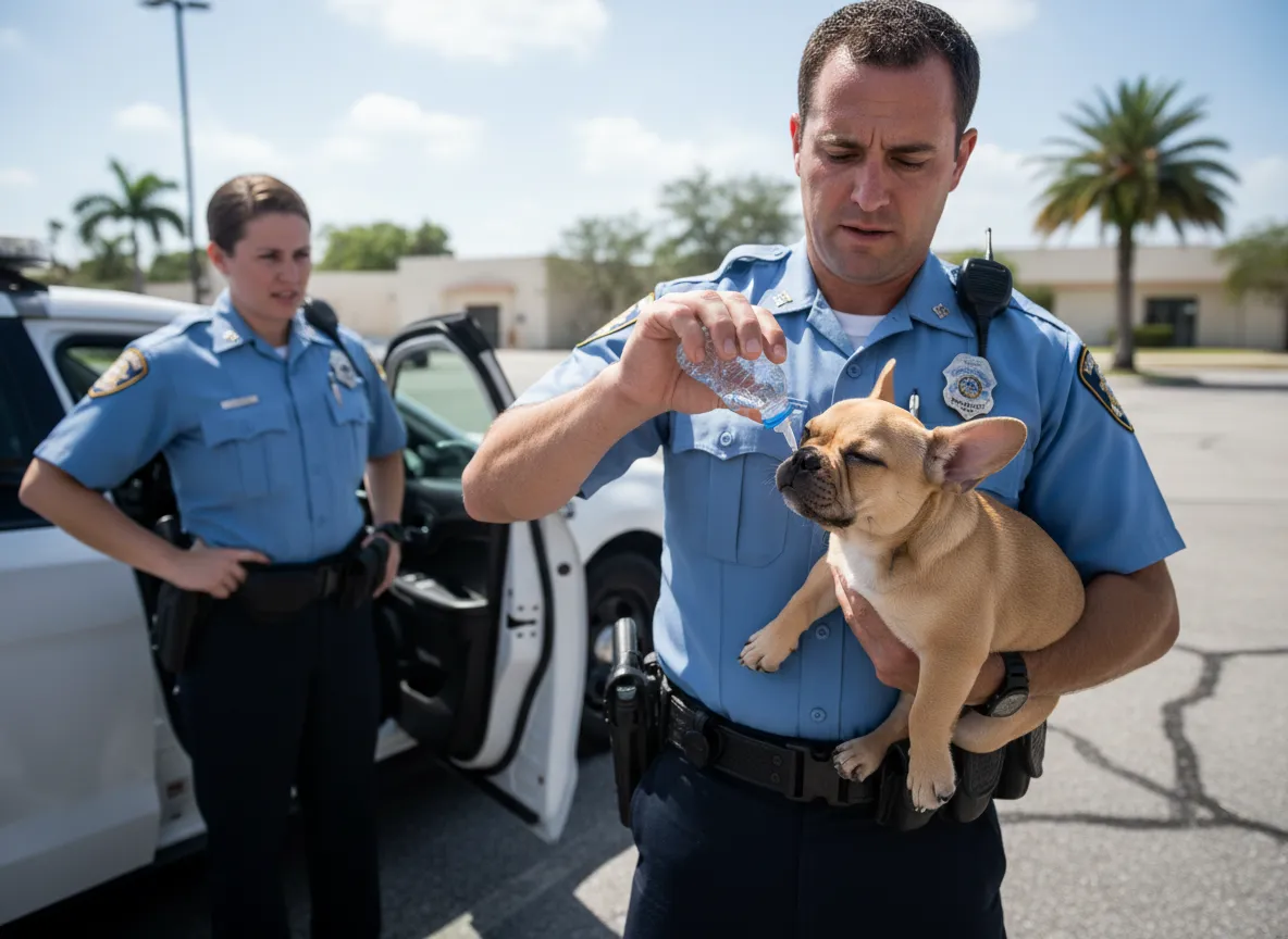 Modige offiserer redder valp fra overopphetet bil i Florida